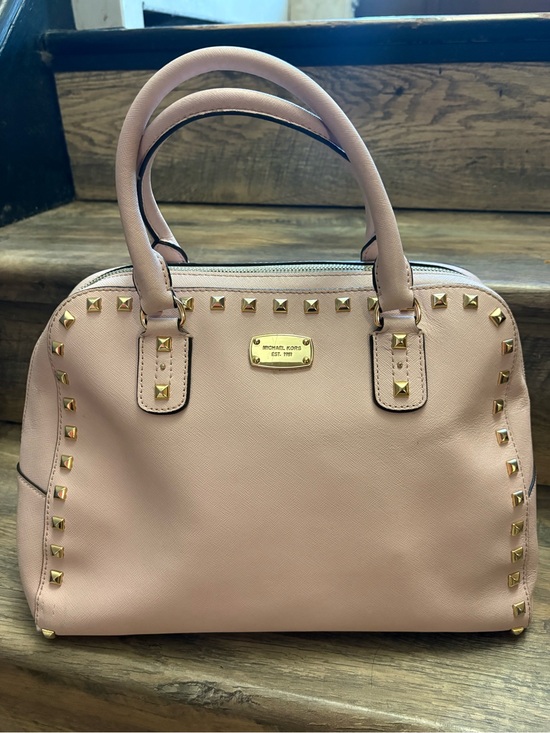 Michael Kors Handbags - Michael Kors Blush Pink Saffiano Leather Studded Satchel